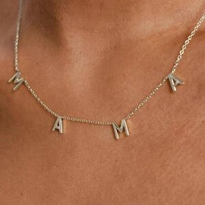 Stainless Steel MAMA Necklace – 18" Chain with Delicate Letter Charms